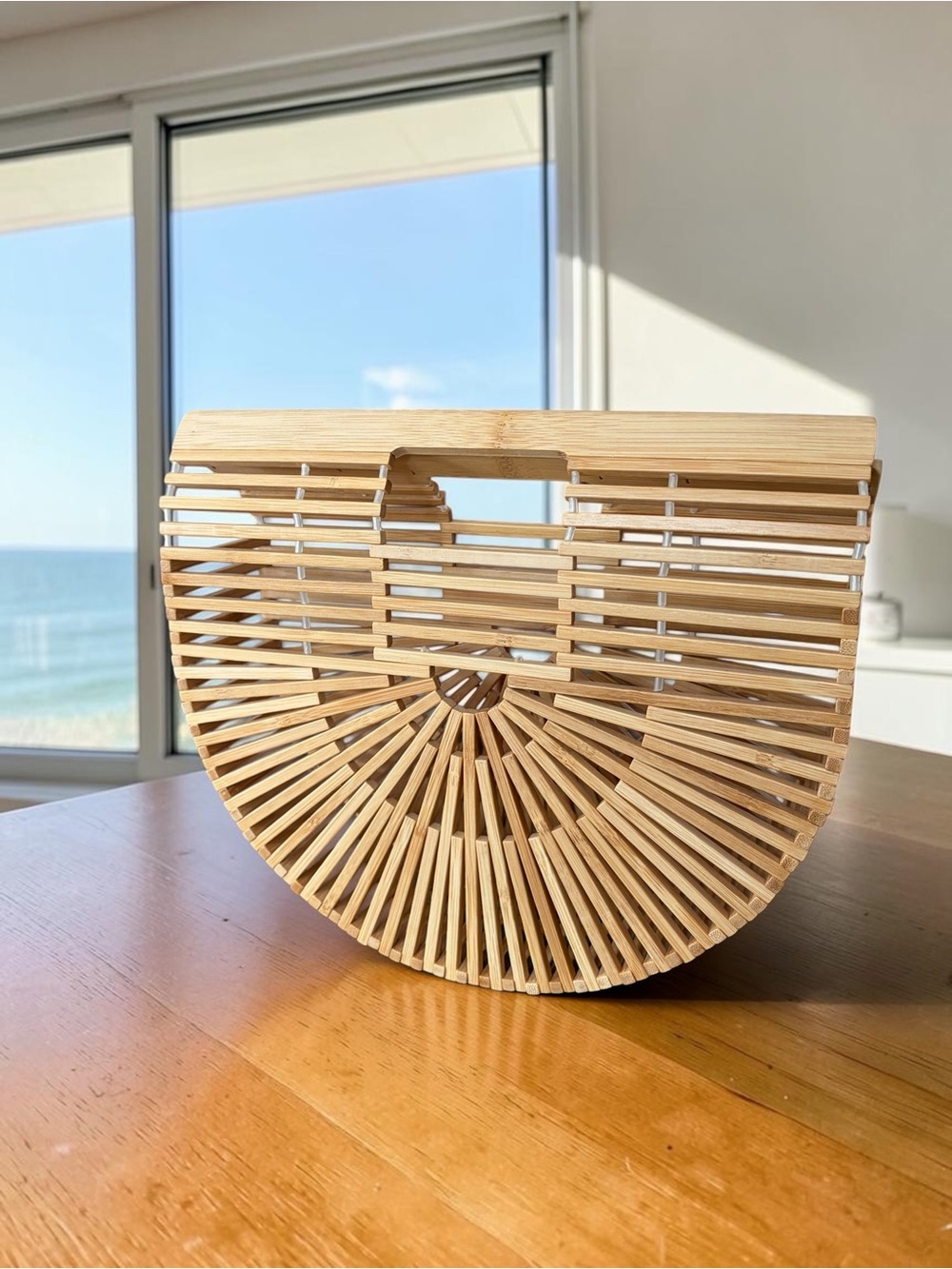Natural Bamboo Semi-Circle Birdcage Arch Clutch Bag